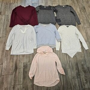 Calvin Klein Loft Gap Long Sleeve Tops Lot of 7 Size S Casual Basics Layering
